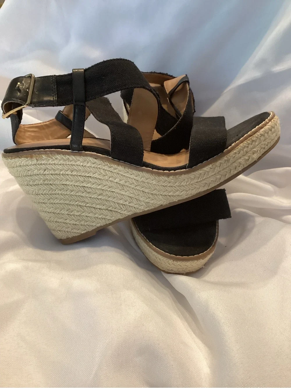 Banana Republic Black Espadrille Wedge Sandals